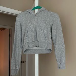 cropped gray hoodie
